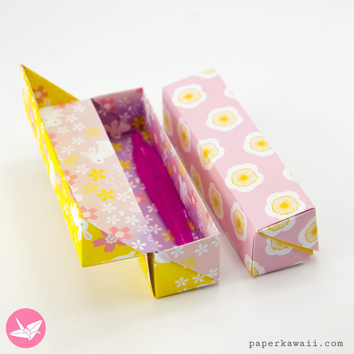 Origami Hinged Gift Box Long Paper Kawaii 06