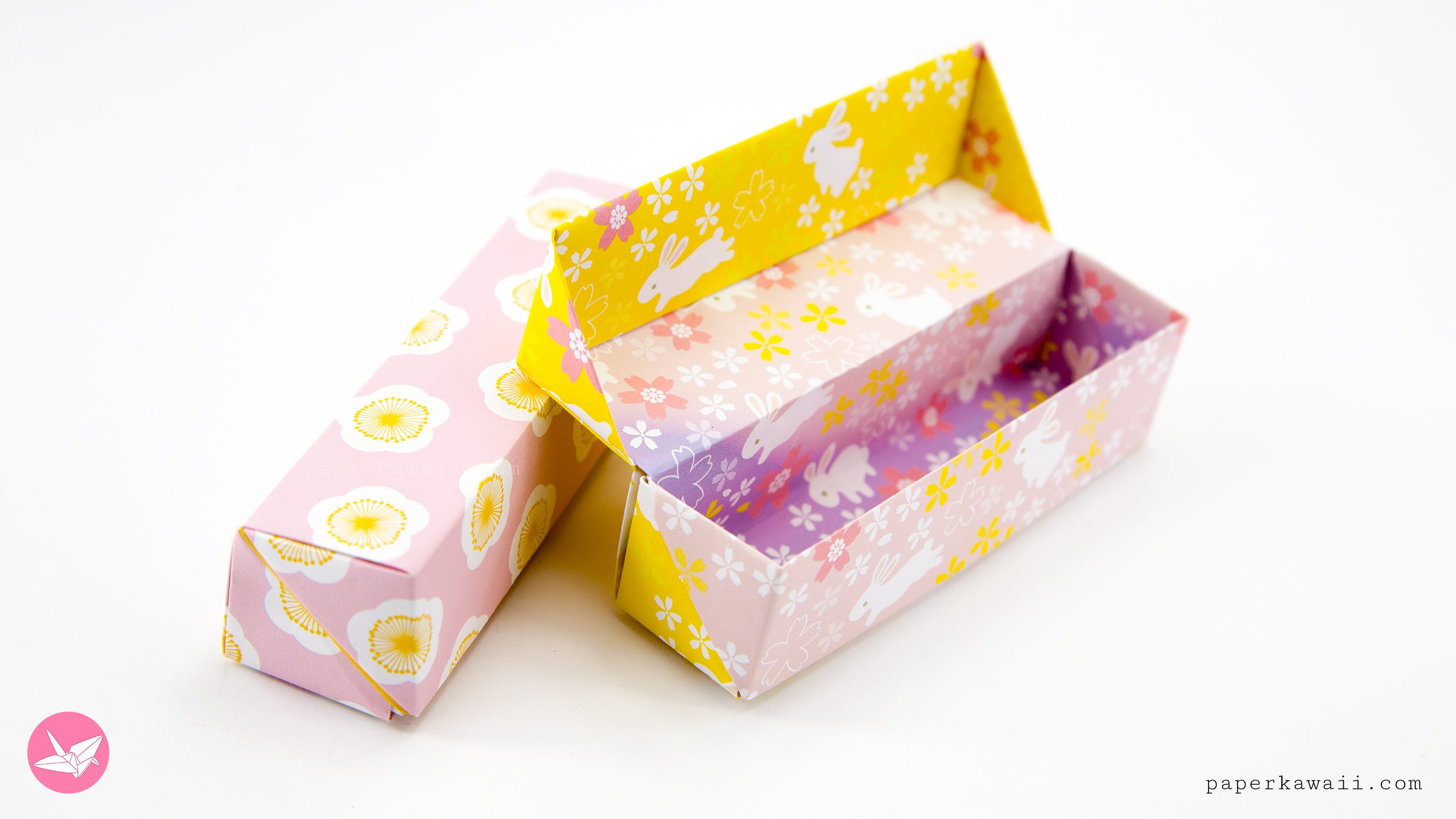 Origami Hinged Gift Box Long Paper Kawaii 07