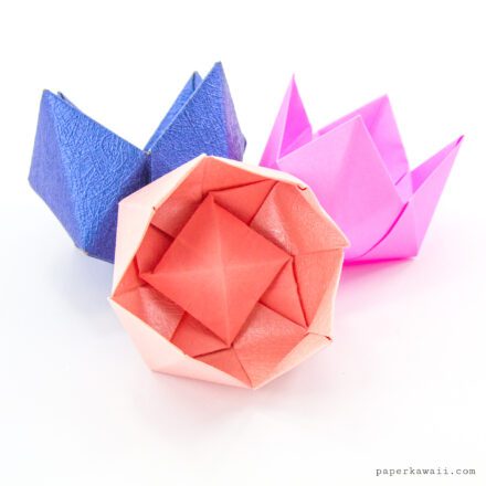 Origami Pinwheel Flower Bowl Paper Kawaii 03
