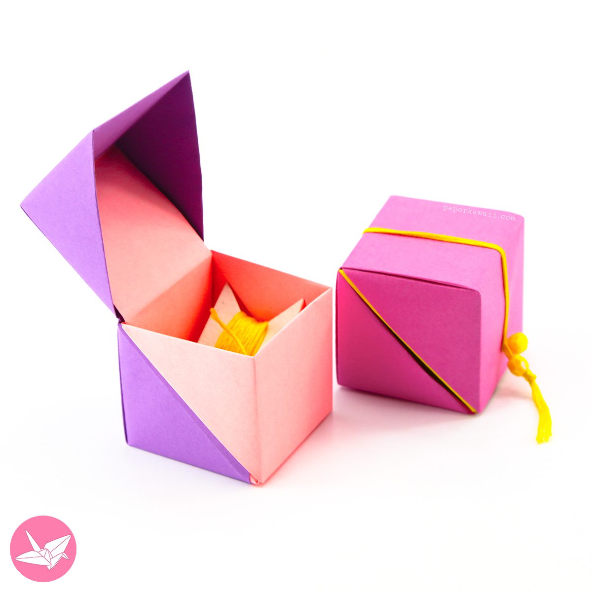 Origami Small Hinged Lid Gift Box Paper Kawaii 02