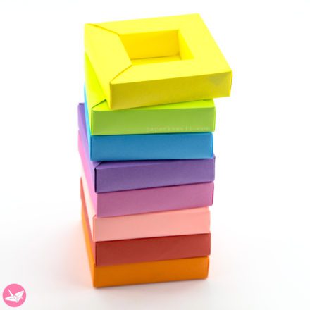 Origami Frame Box Tutorial - Wide Rimmed Box - Paper Kawaii