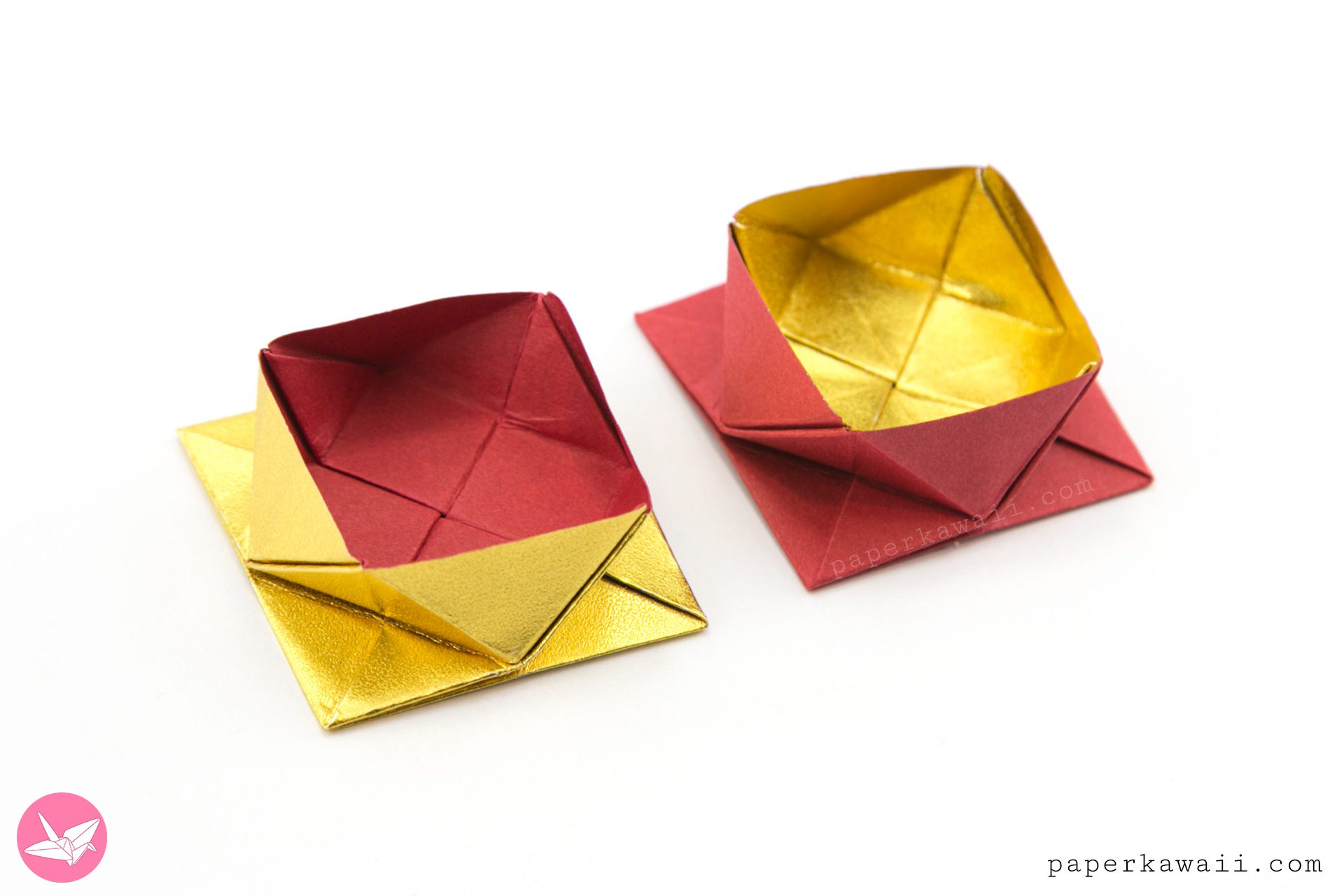 Origami Square Twist Box Paper Kawaii 01