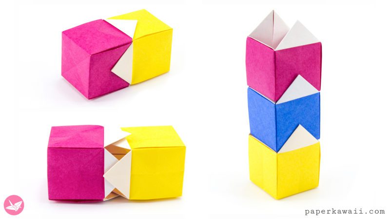 Origami Stacking House Box Box Paper Kawaii 05 800x450