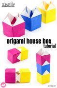 Stackable Origami House Box Box Paper Kawaii Pin 118x180