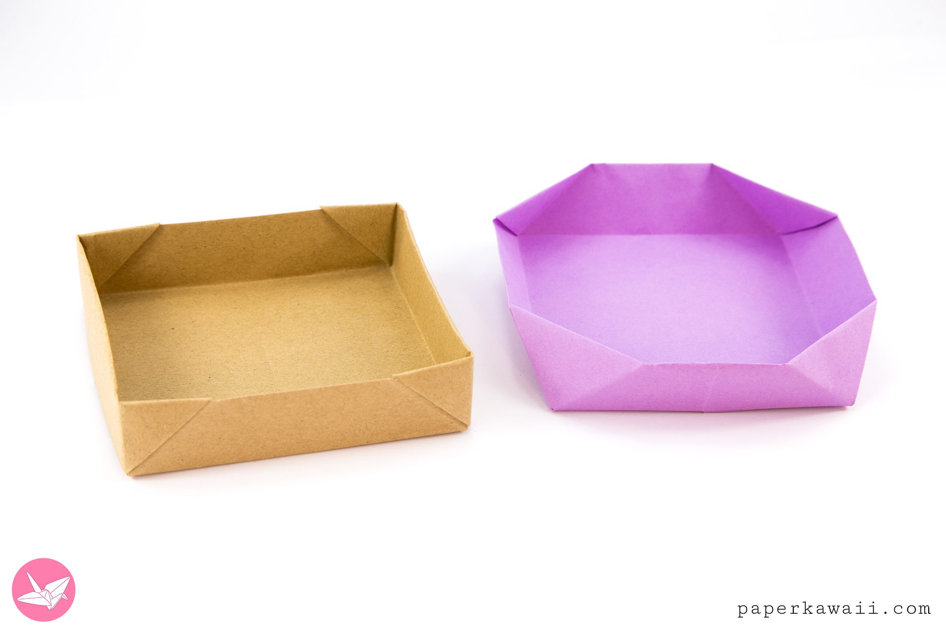This shallow origami box is sturdy & super easy to make. Make this box a rounded geometric shape or square. Make from 1 rectangular sheet.