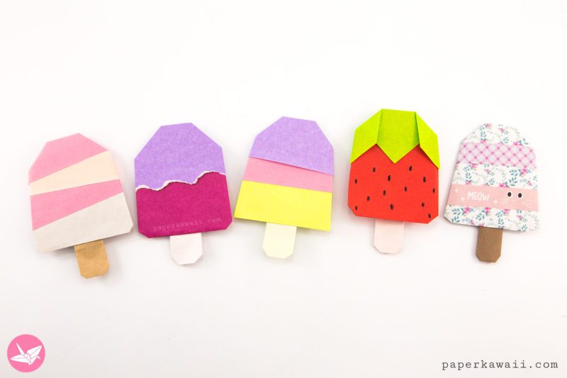 Origami Popsicle Tutorial Paper Kawaii 01