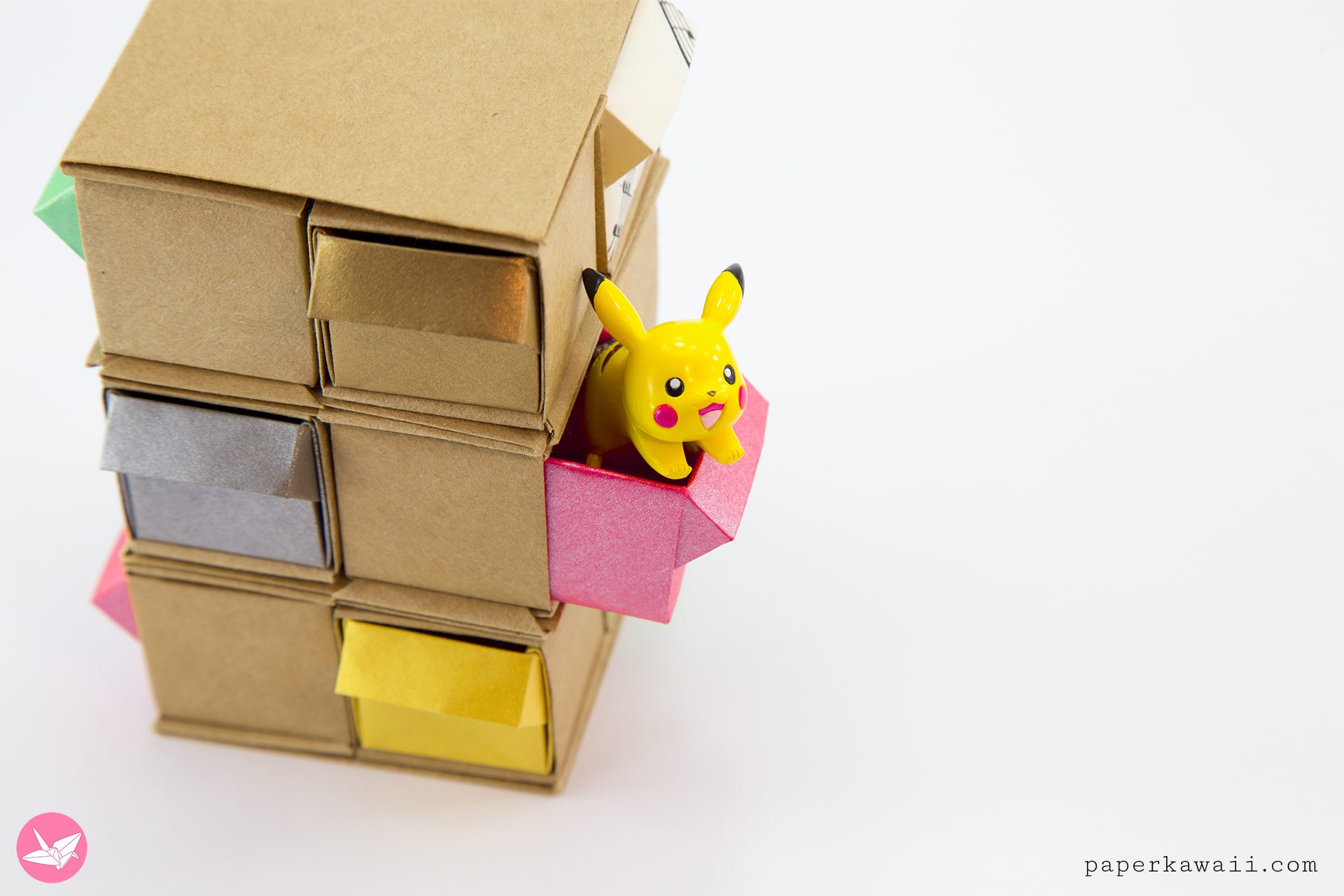 Origami Secret Drawer Tower Paper Kawaii 03