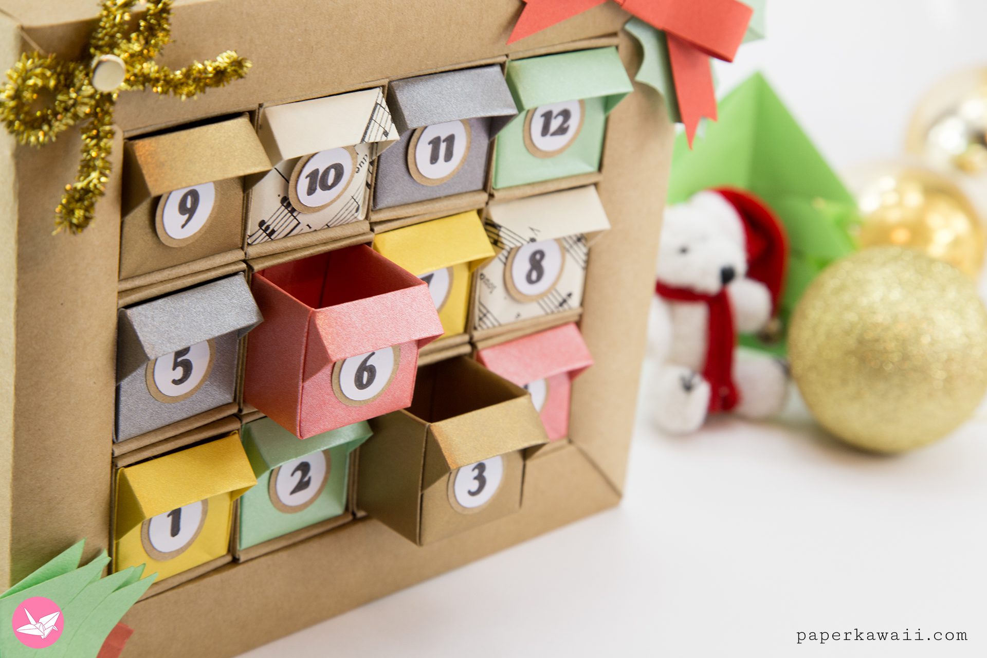 DIY Origami Advent Calendar Box Tutorial Paper Kawaii