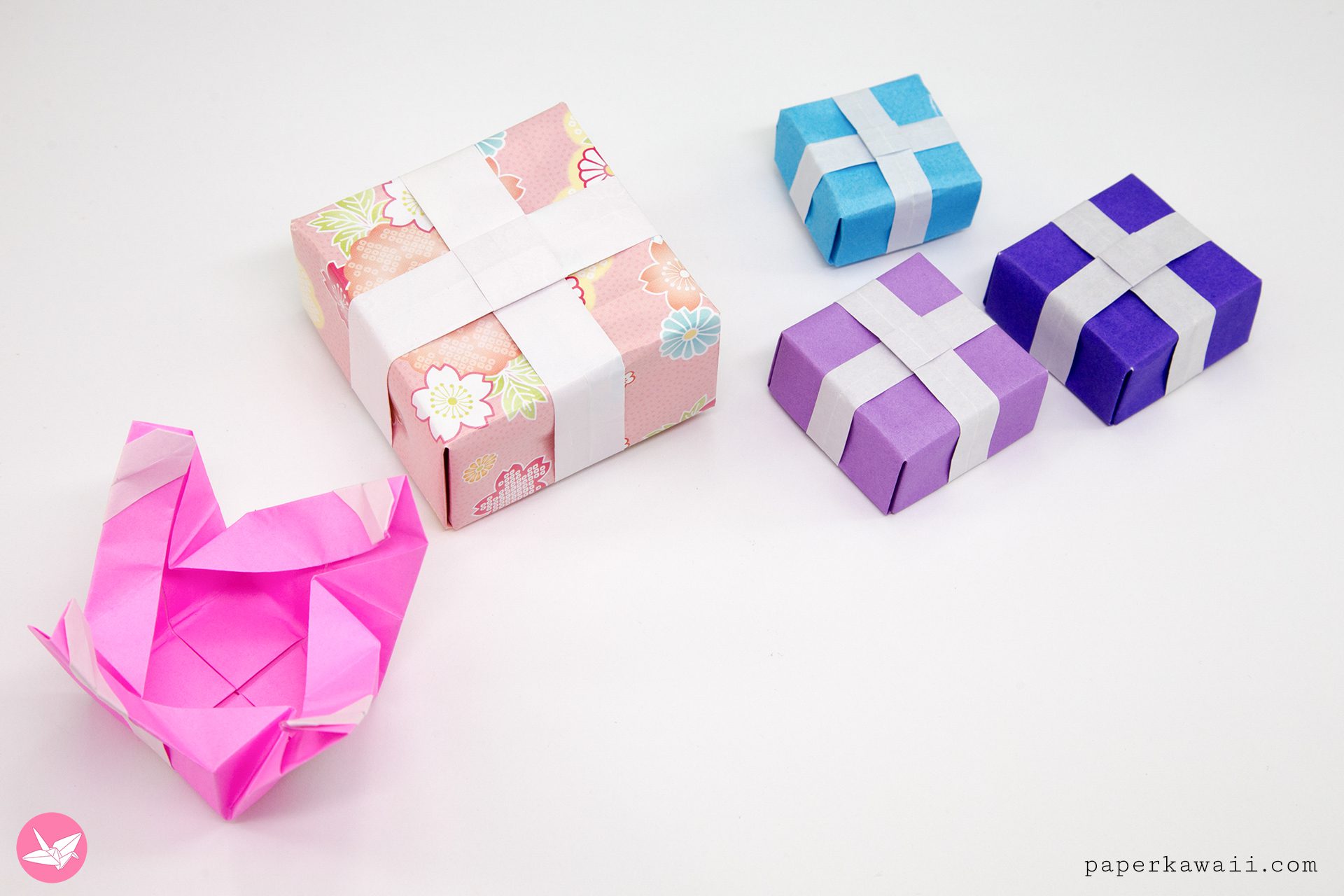 Origami Present Box Tutorial Paper Kawaii 01