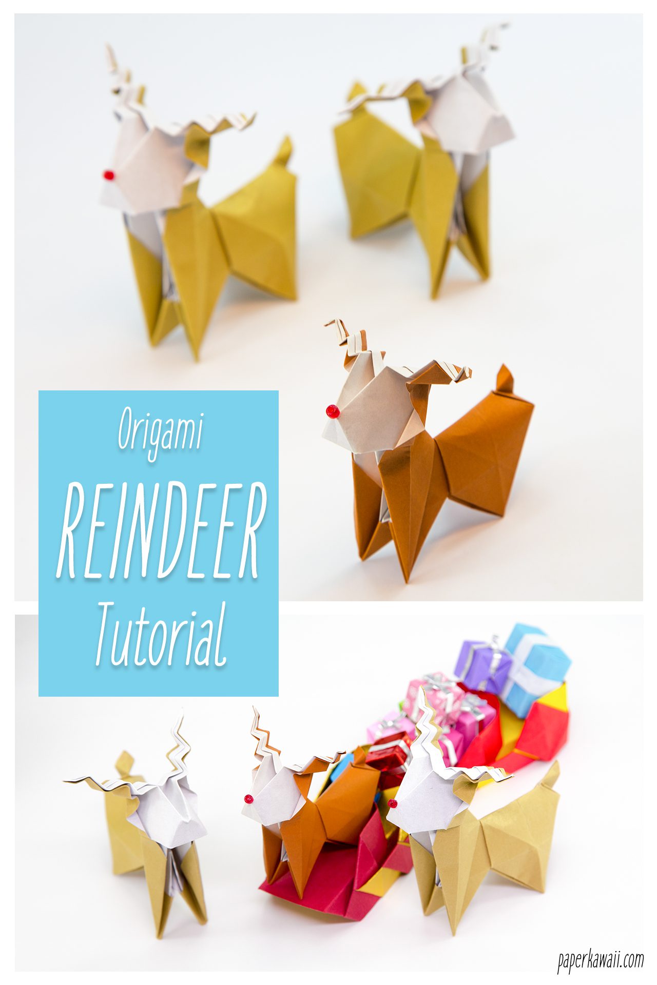 Origami Reindeer Tutorial Paper Kawaii 12