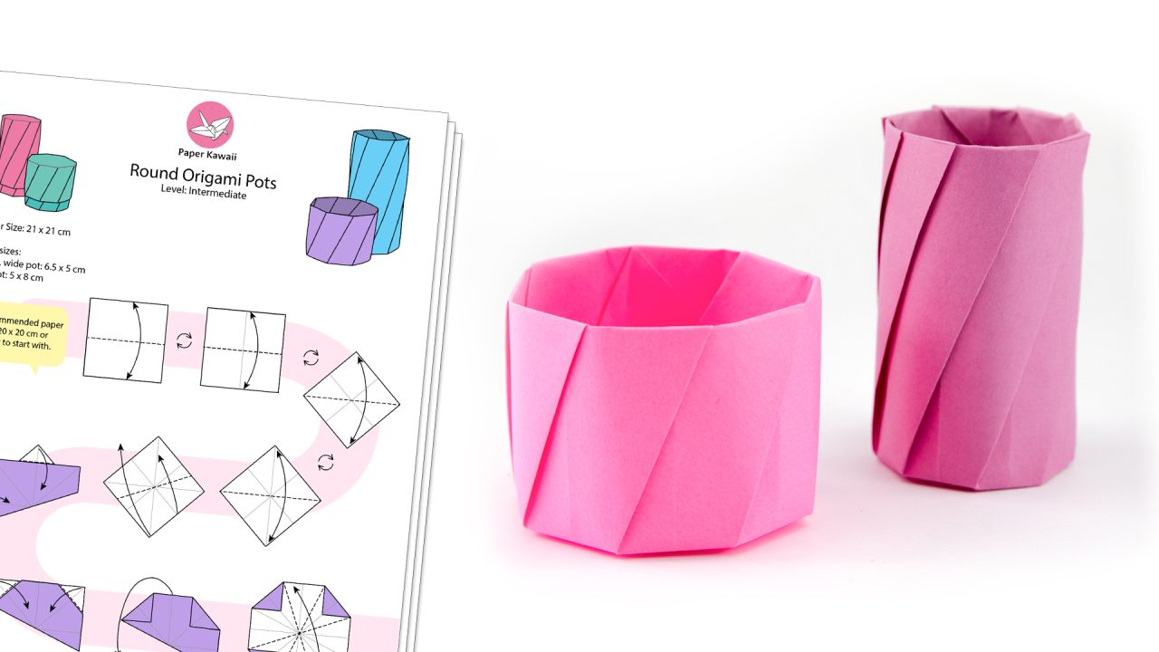 Origami Round Pot Diagram Paper Kawaii 1280x720