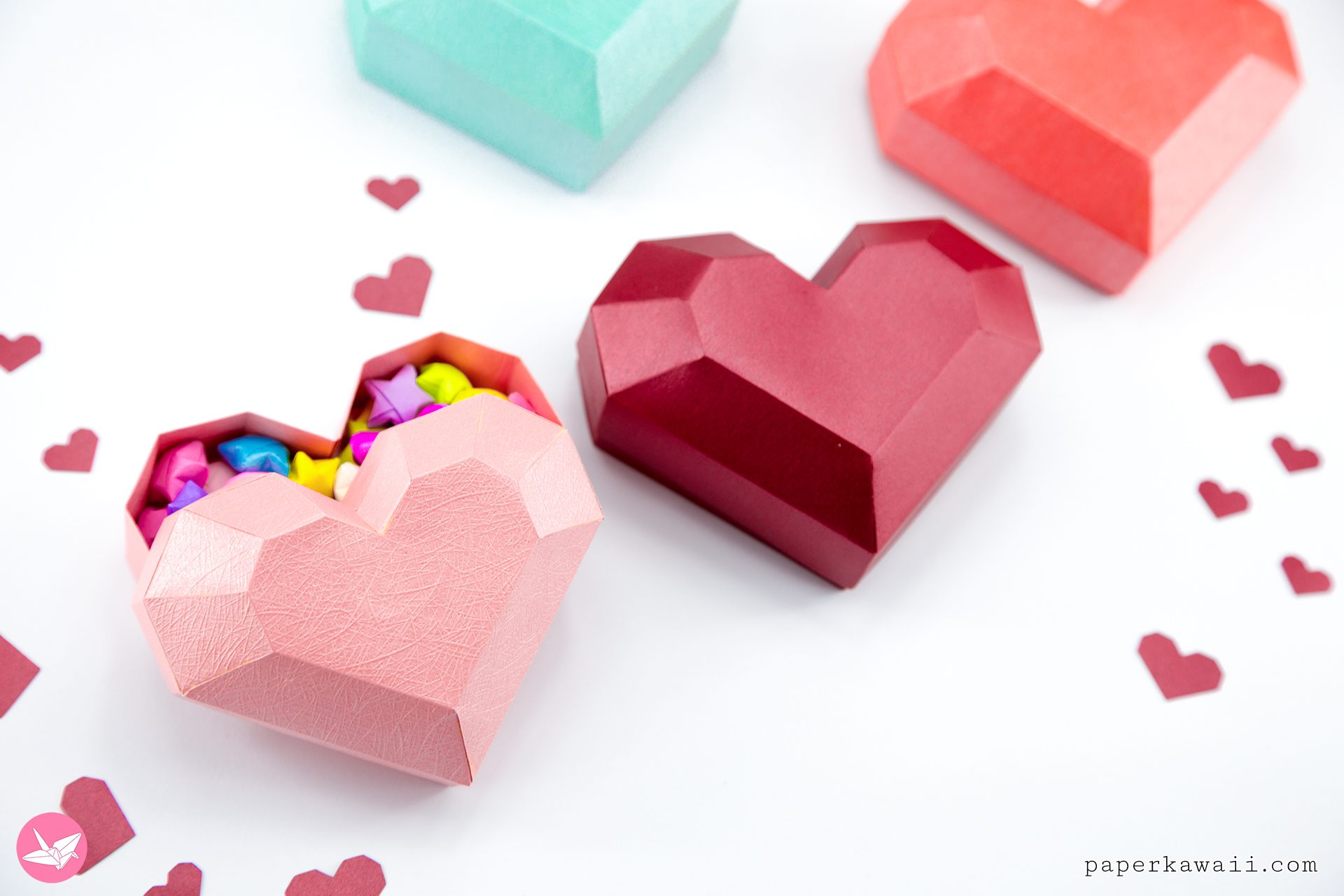 Valentines Heart Box Diy Paper Kawaii 08