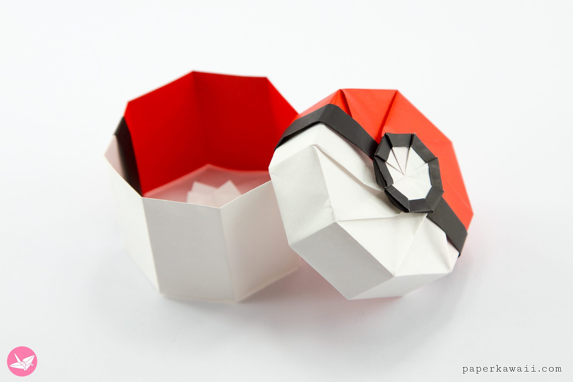 Origami Pokeball Box Tutorial Paper Kawaii 02