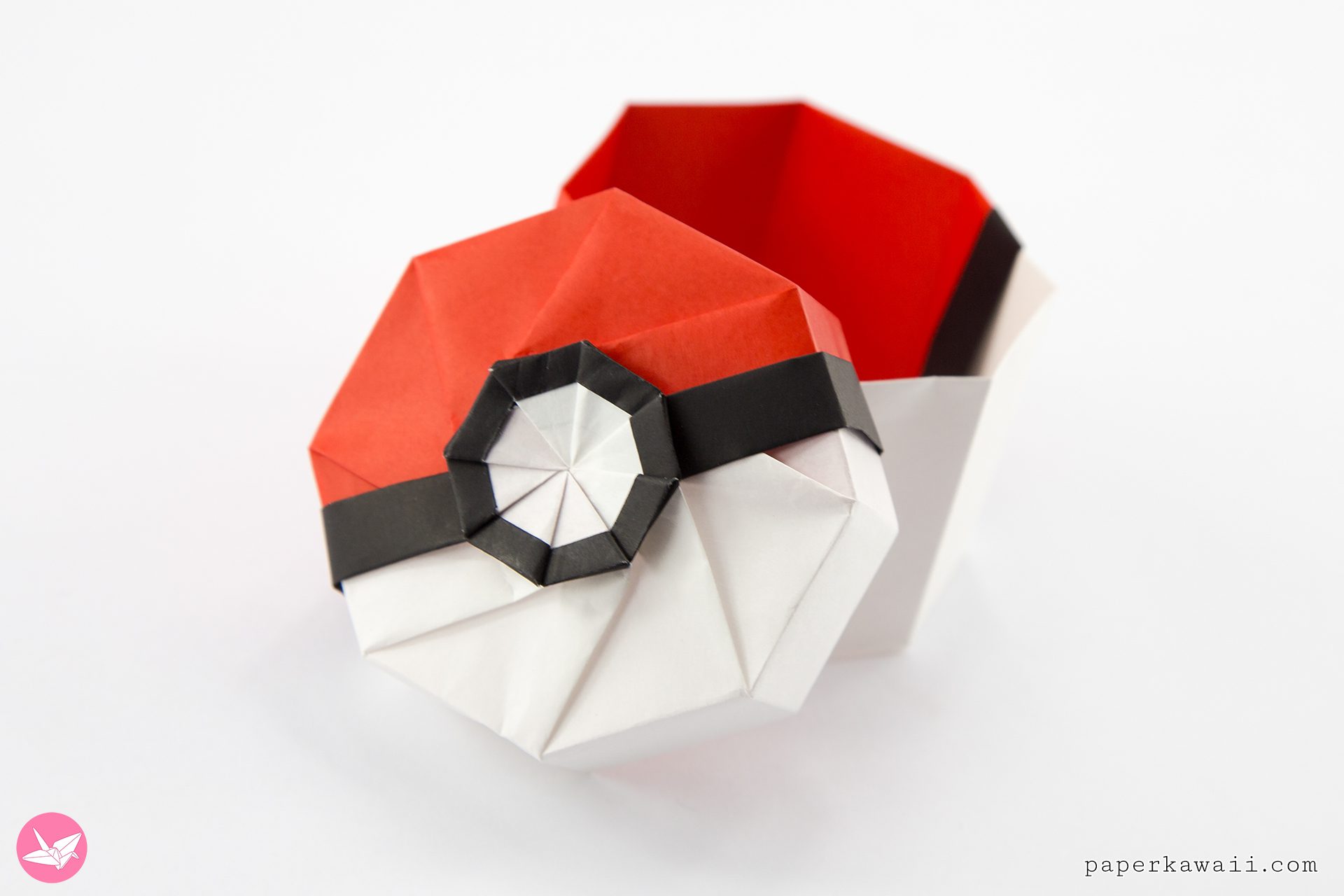 Origami Pokeball Box Tutorial Paper Kawaii 03