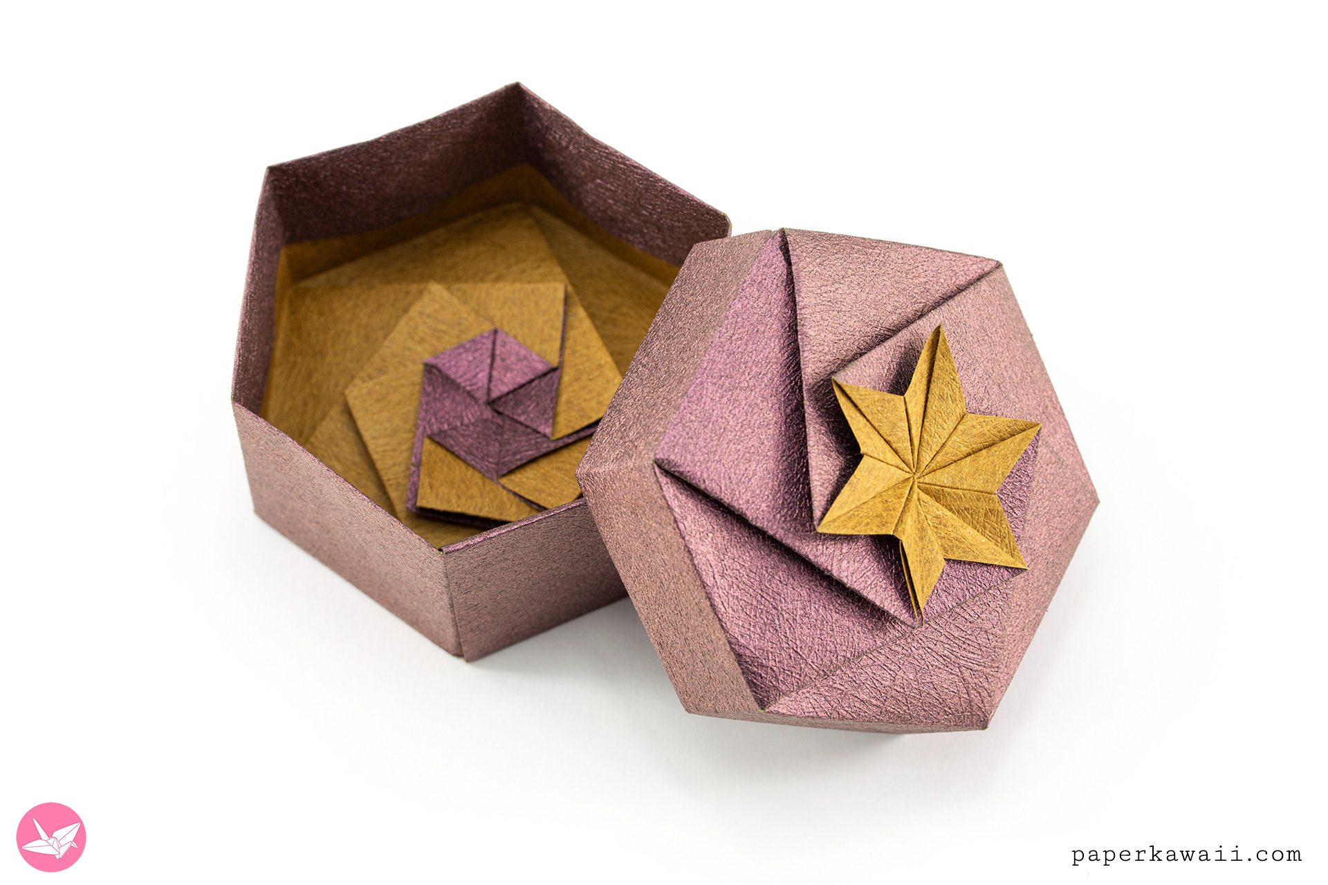 Origami Hexagonal Box Tutorial Paper Kawaii 01