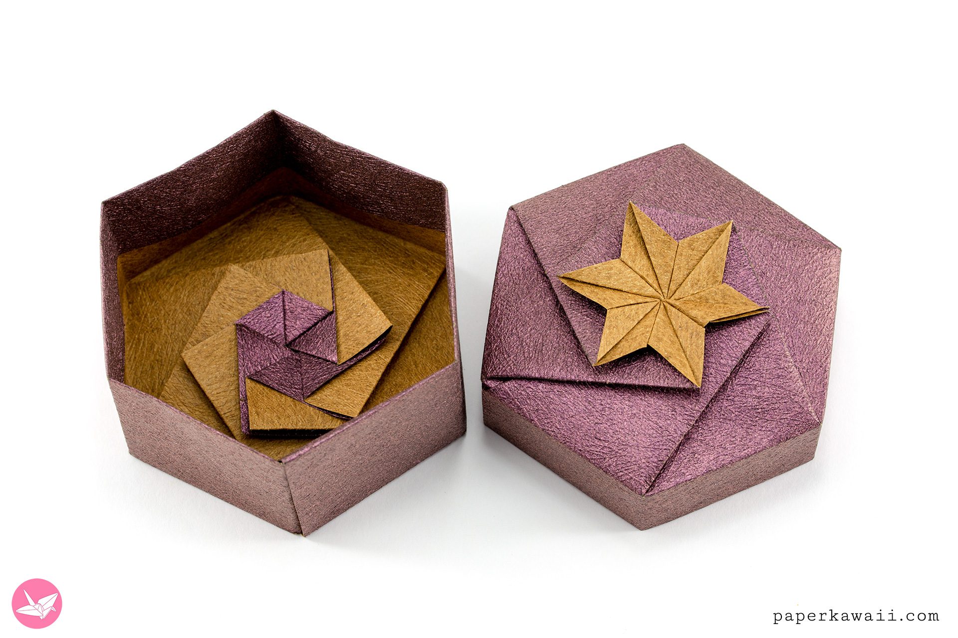 Origami Hexagonal Box Tutorial Paper Kawaii 04