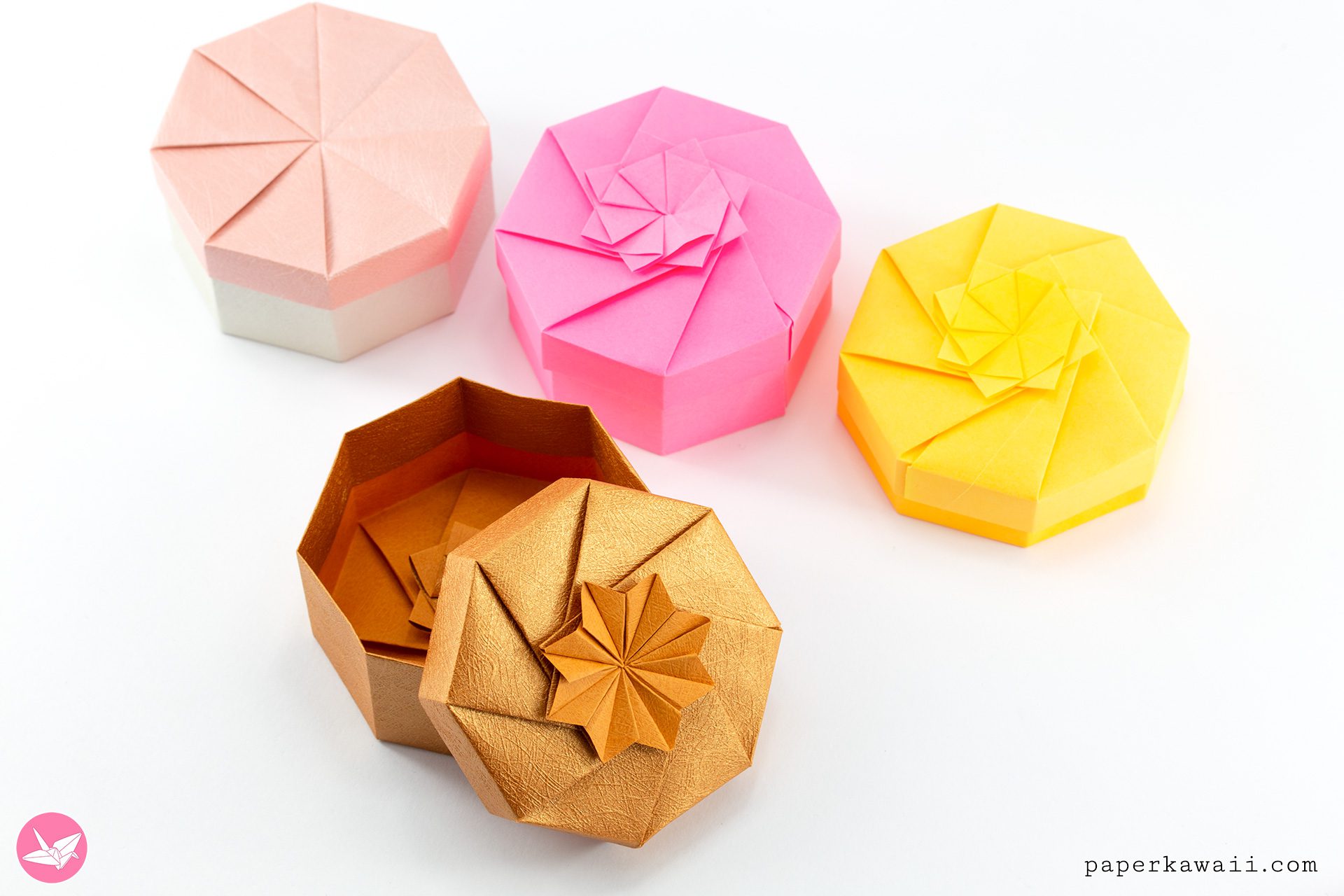 Origami Octagonal Box Tutorial Paper Kawaii 07