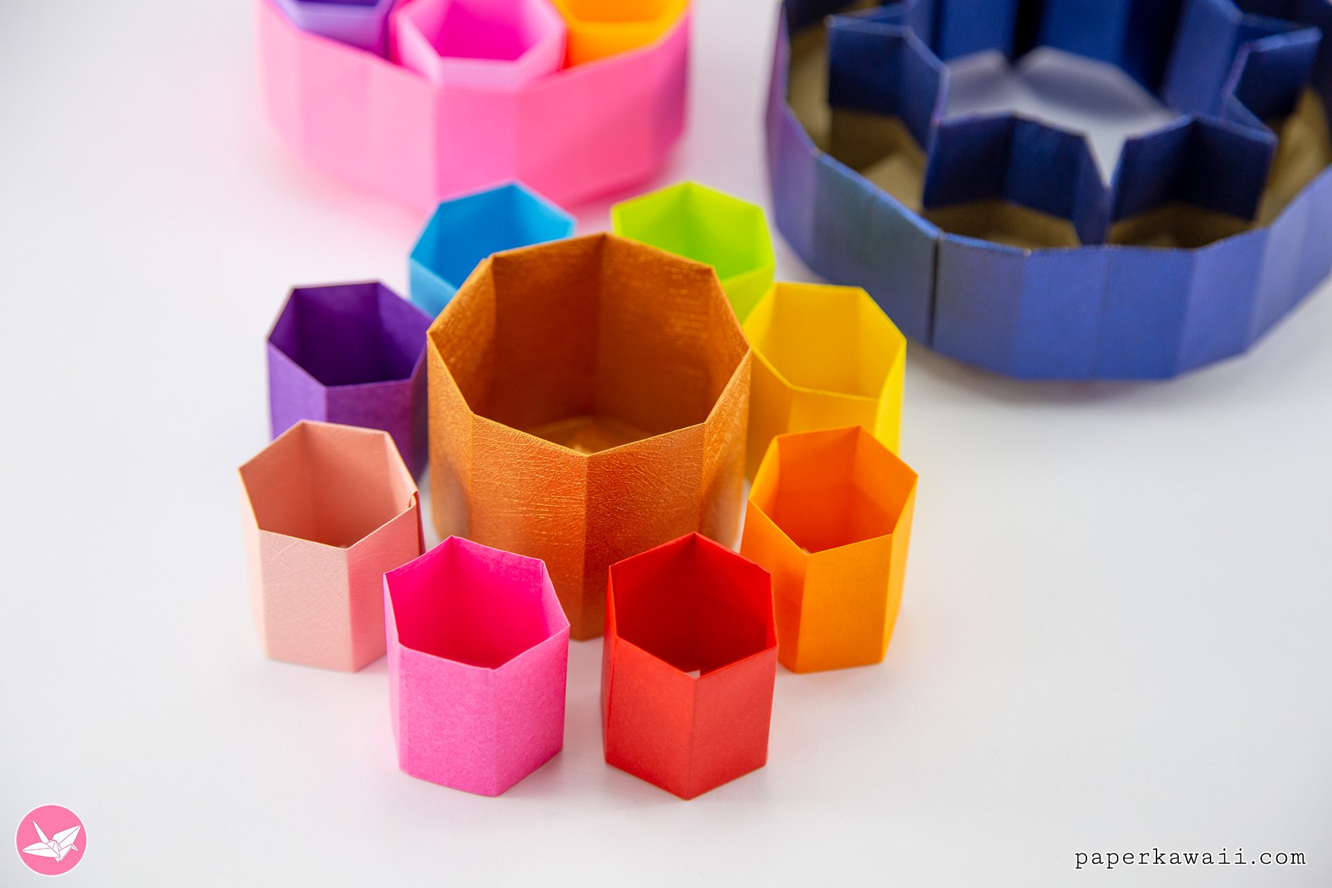 Origami Honeycomb Box Tutorial Paper Kawaii 02