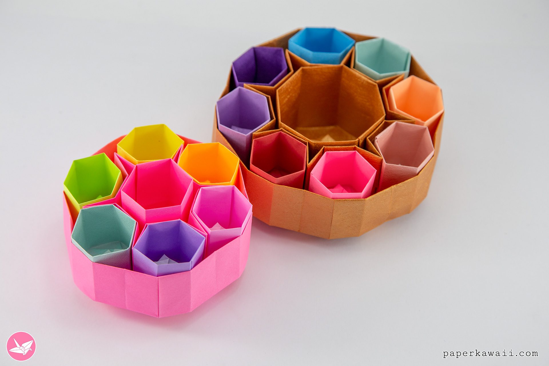 Origami Honeycomb Box Tutorial Paper Kawaii 03