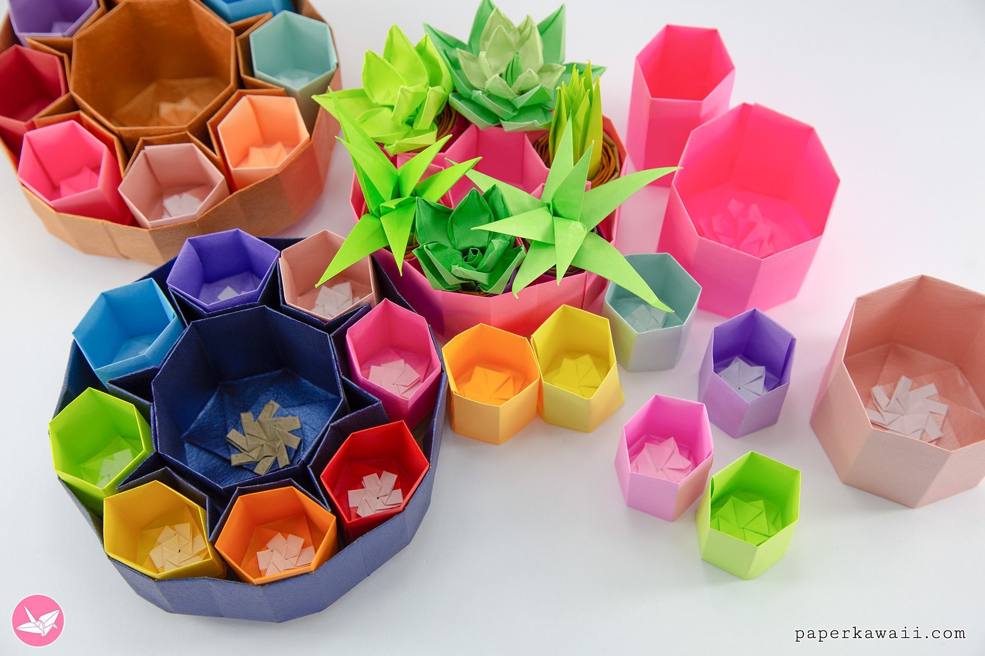 Origami Honeycomb Box Tutorial Paper Kawaii 06
