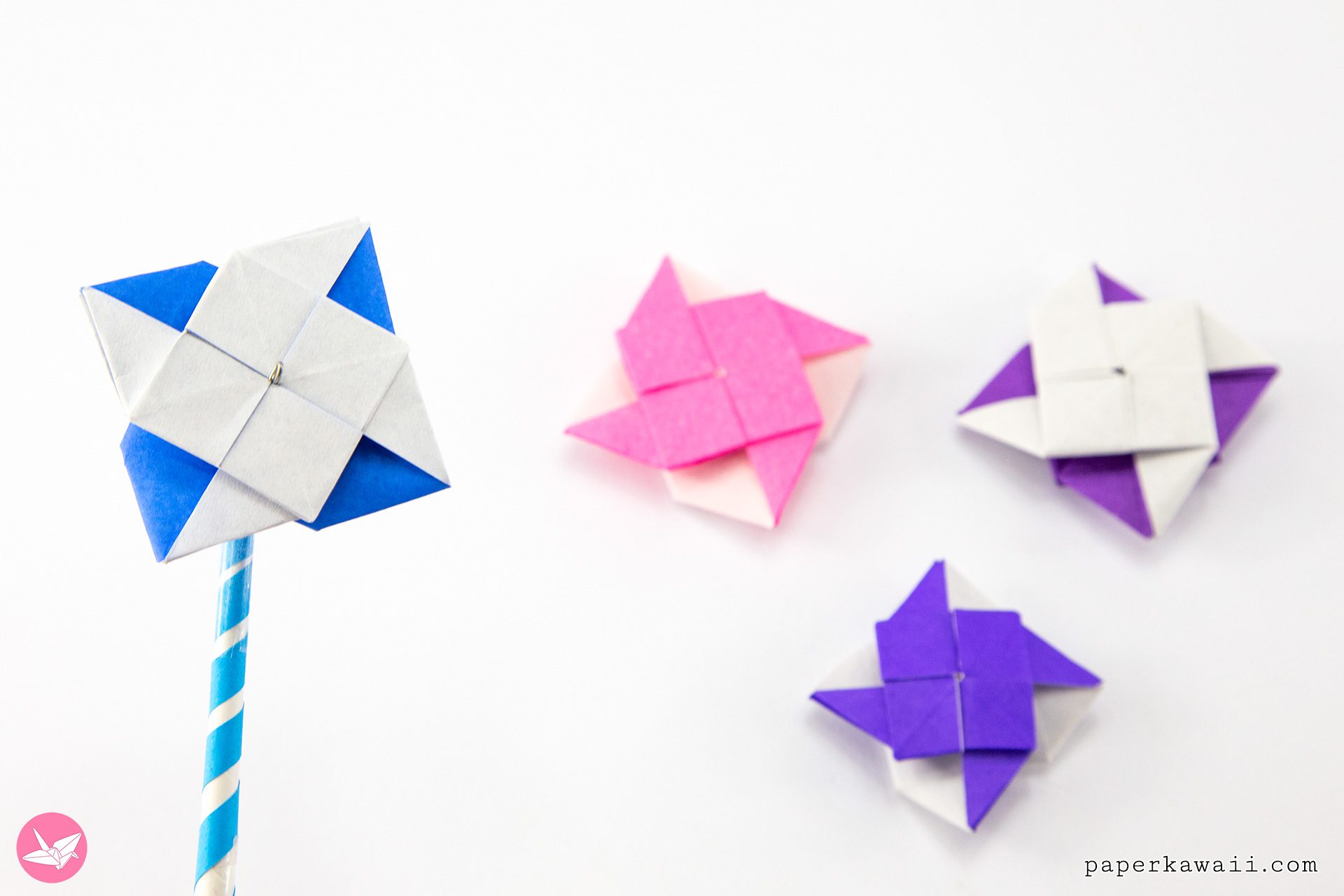Origami Double Pinwheel Tutorial Paper Kawaii 01