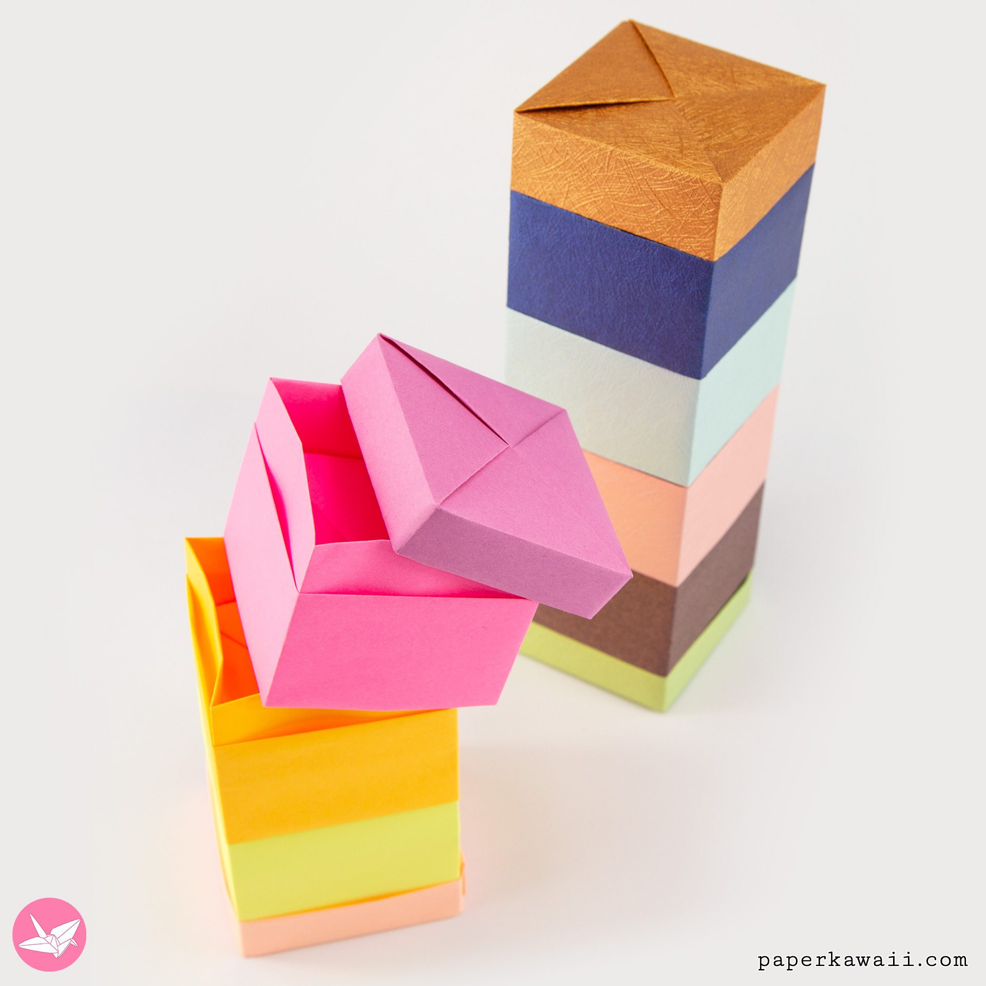 Origami Stacking Tea Box Tutorial Paper Kawaii 03