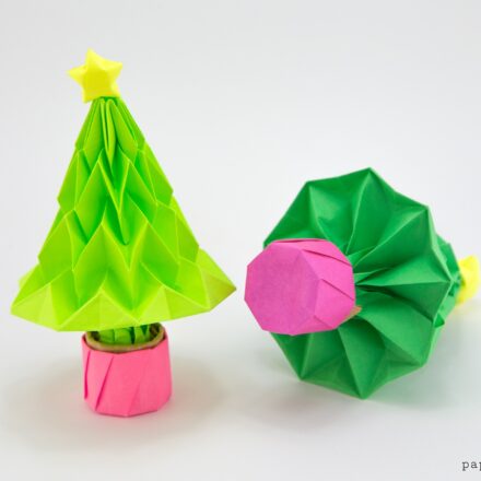 Origami 3d Christmas Tree Tutorial Paper Kawaii 03 440x440