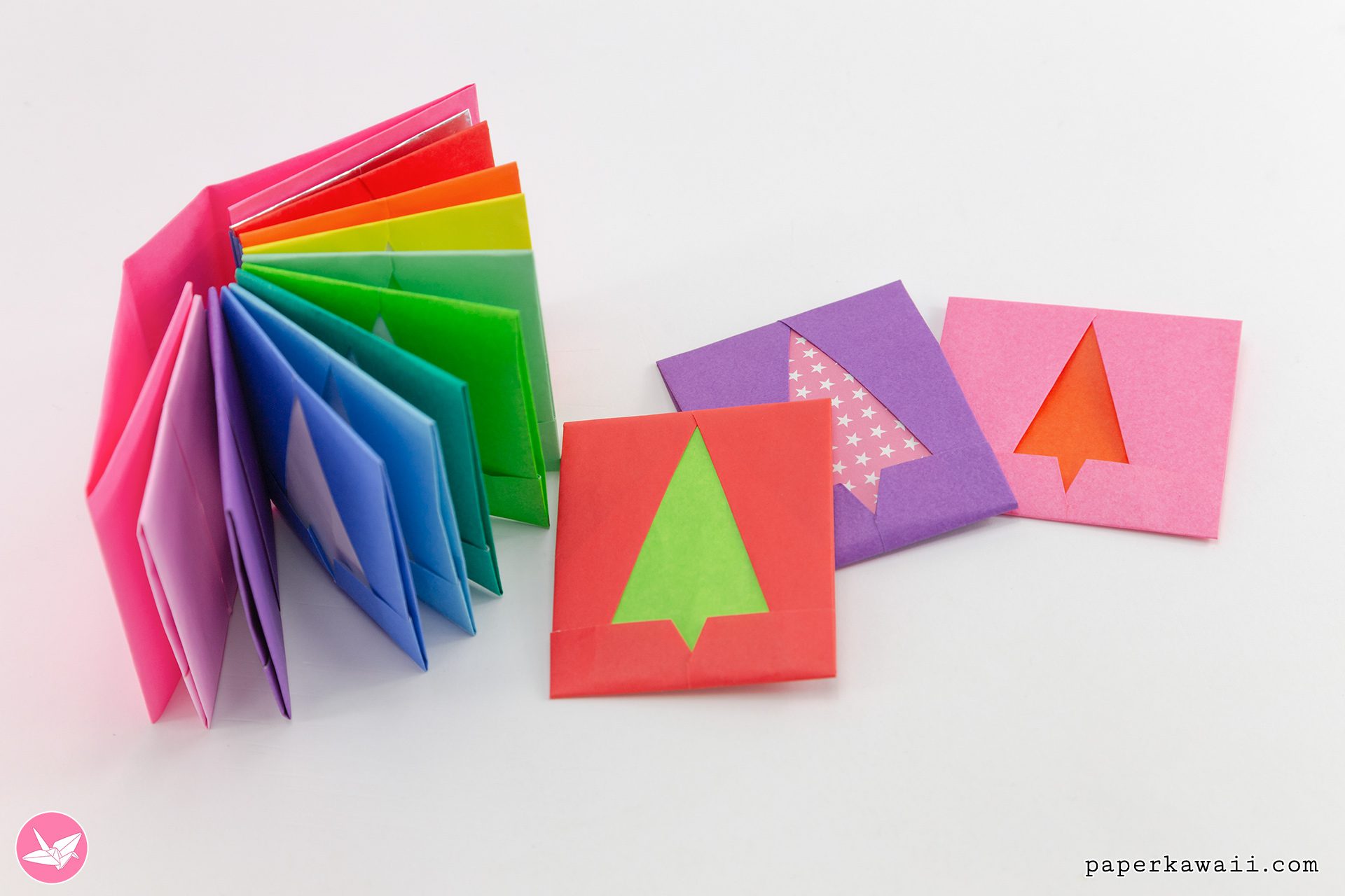 Origami Christmas Tree Envelope Book Tutorial Paper Kawaii 01