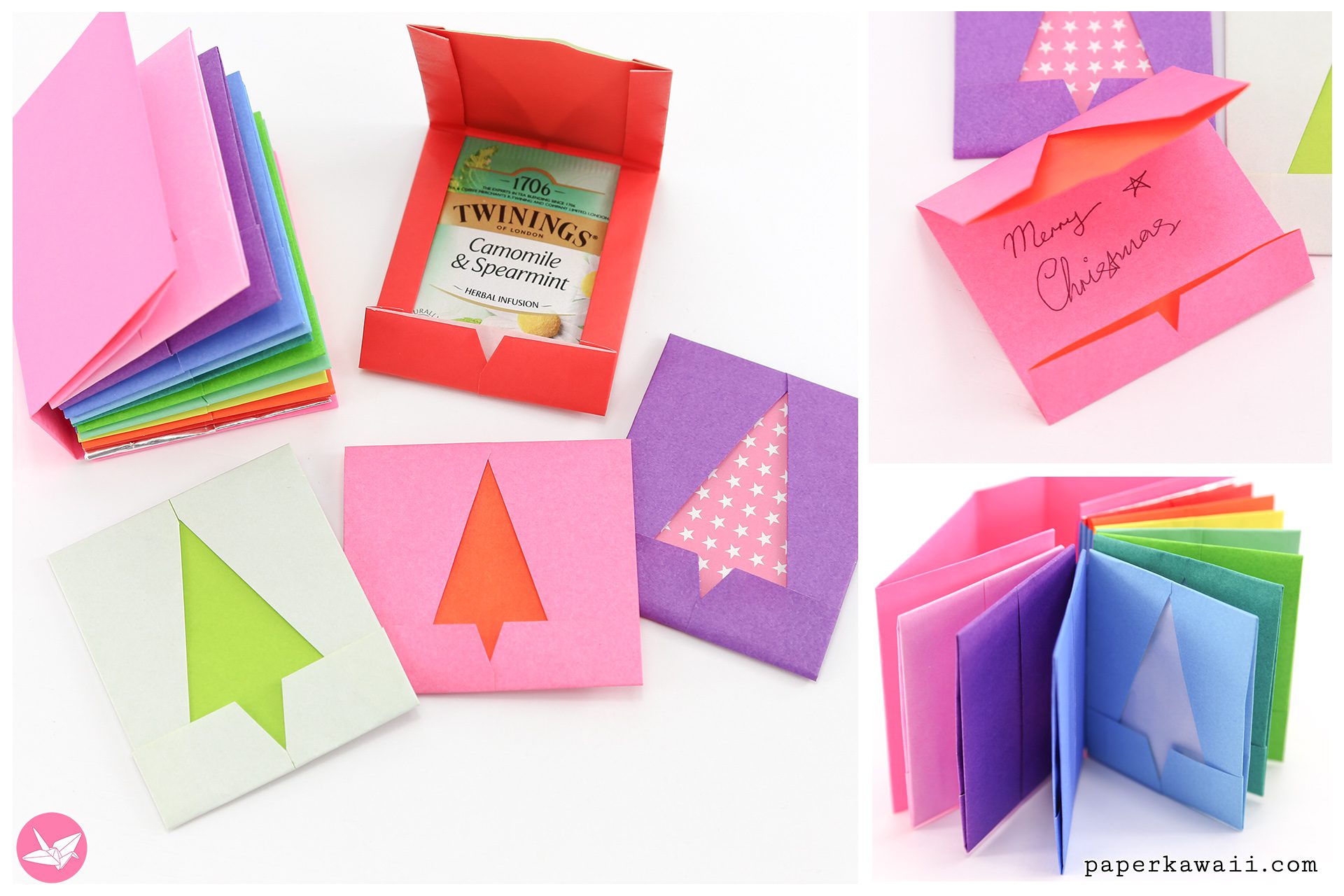 Origami Christmas Tree Envelopes Tutorial Paper Kawaii 06