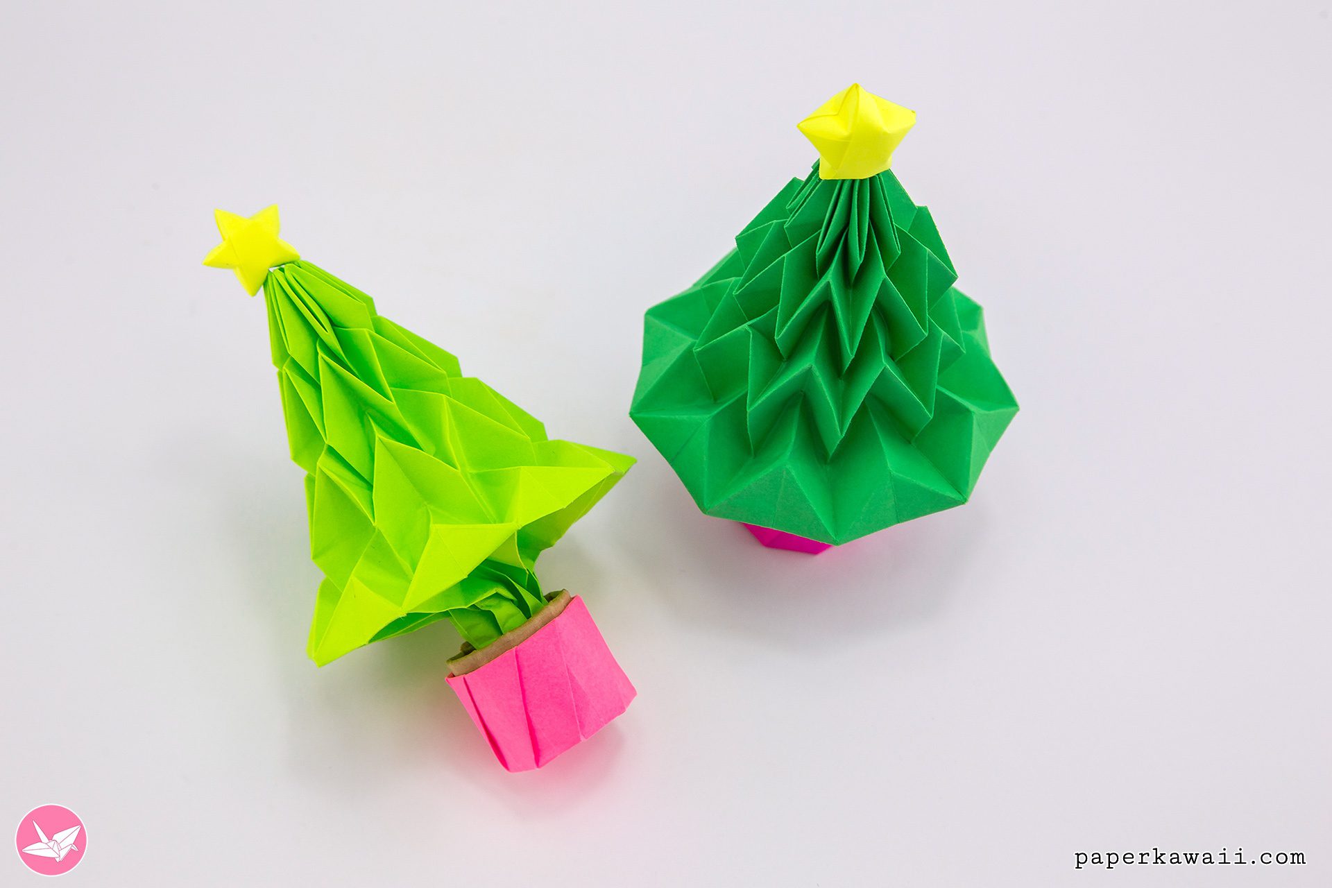 Origami Christmas Trees Tutorial Paper Kawaii 02