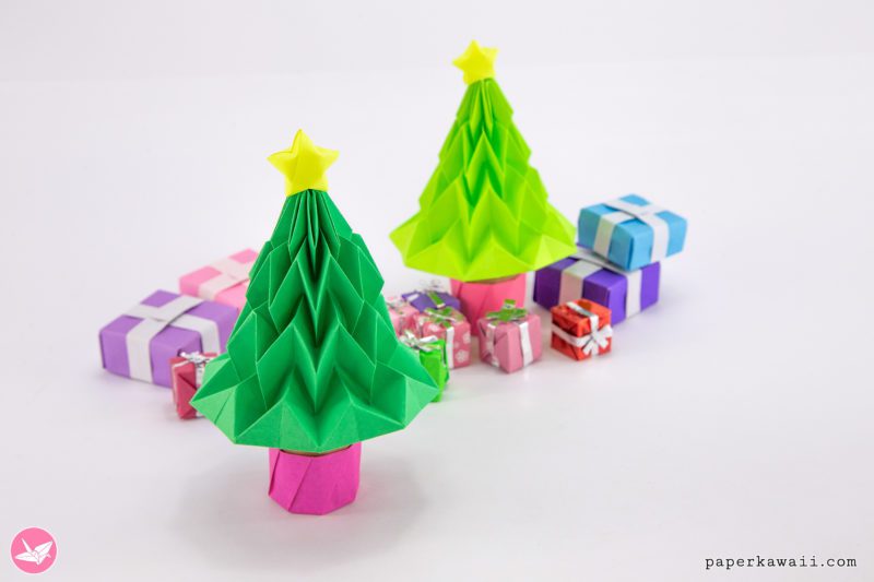 Origami Christmas Trees Tutorial Paper Kawaii 03 800x533
