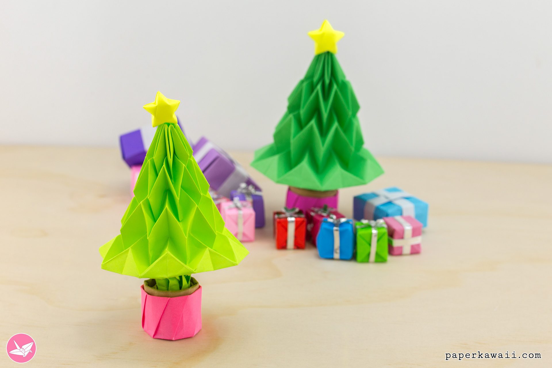 Origami Christmas Trees Tutorial Paper Kawaii 04