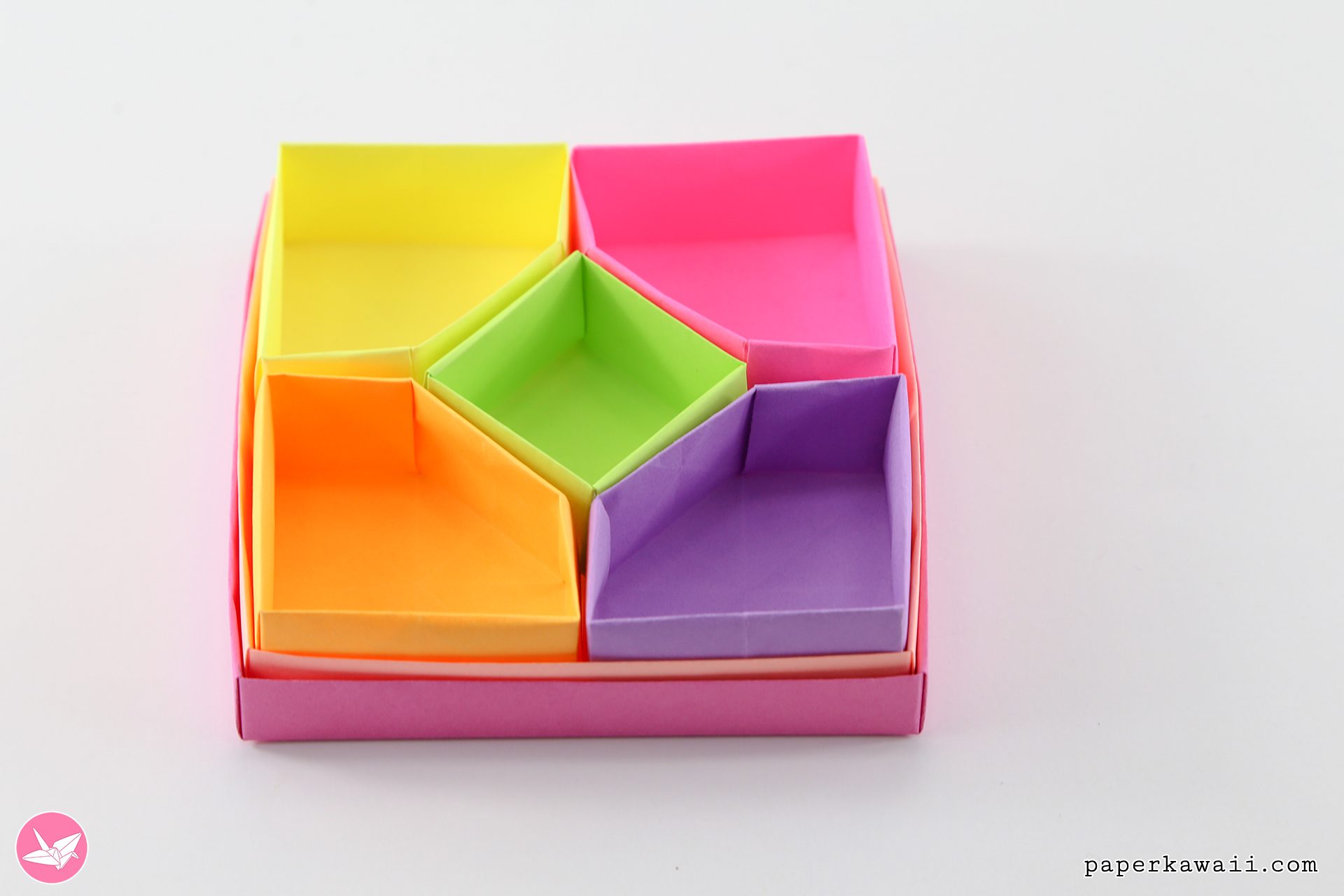 Origami Diamond Divider Box Tutorial Paper Kawaii 01