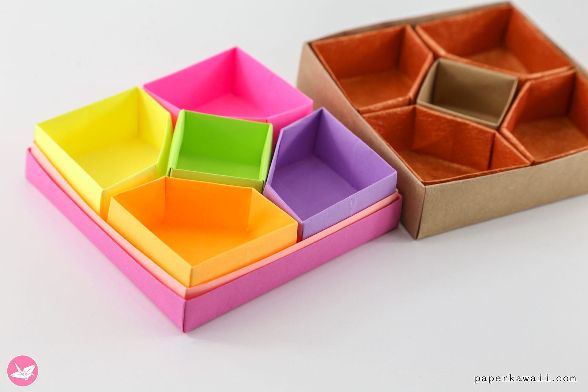Origami Diamond Divider Box Tutorial Paper Kawaii 02