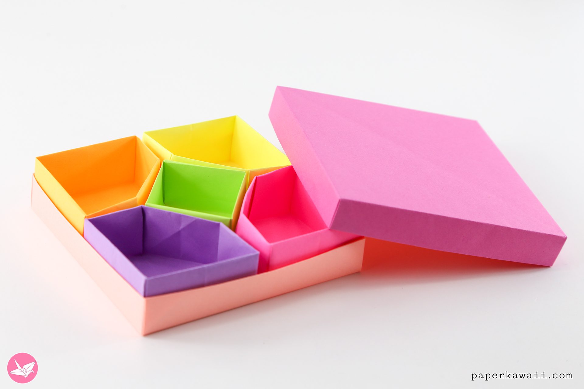 Origami Diamond Divider Box Tutorial Paper Kawaii 03
