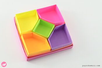 Origami Diamond Divider Box Tutorial Paper Kawaii 05 350x233