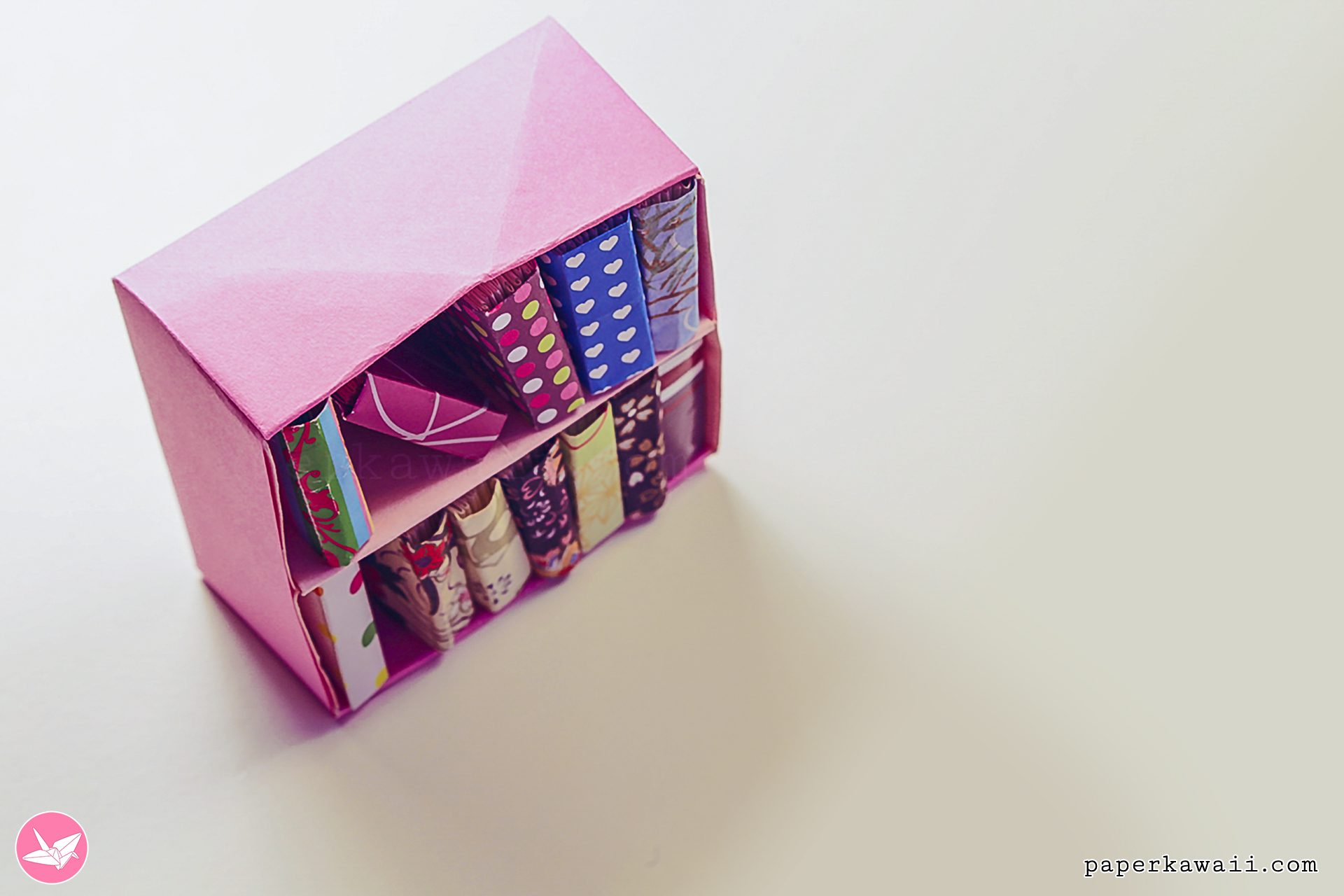 Modular Origami Bookcase Tutorial Paper Kawaii 04
