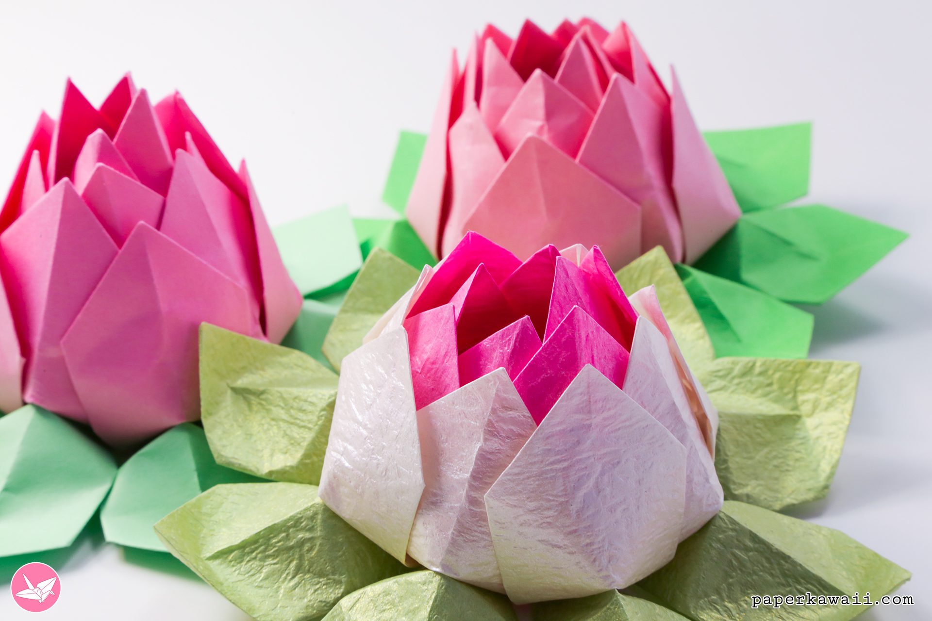 Modular Origami Lotus Tutorial Paper Kawaii 04