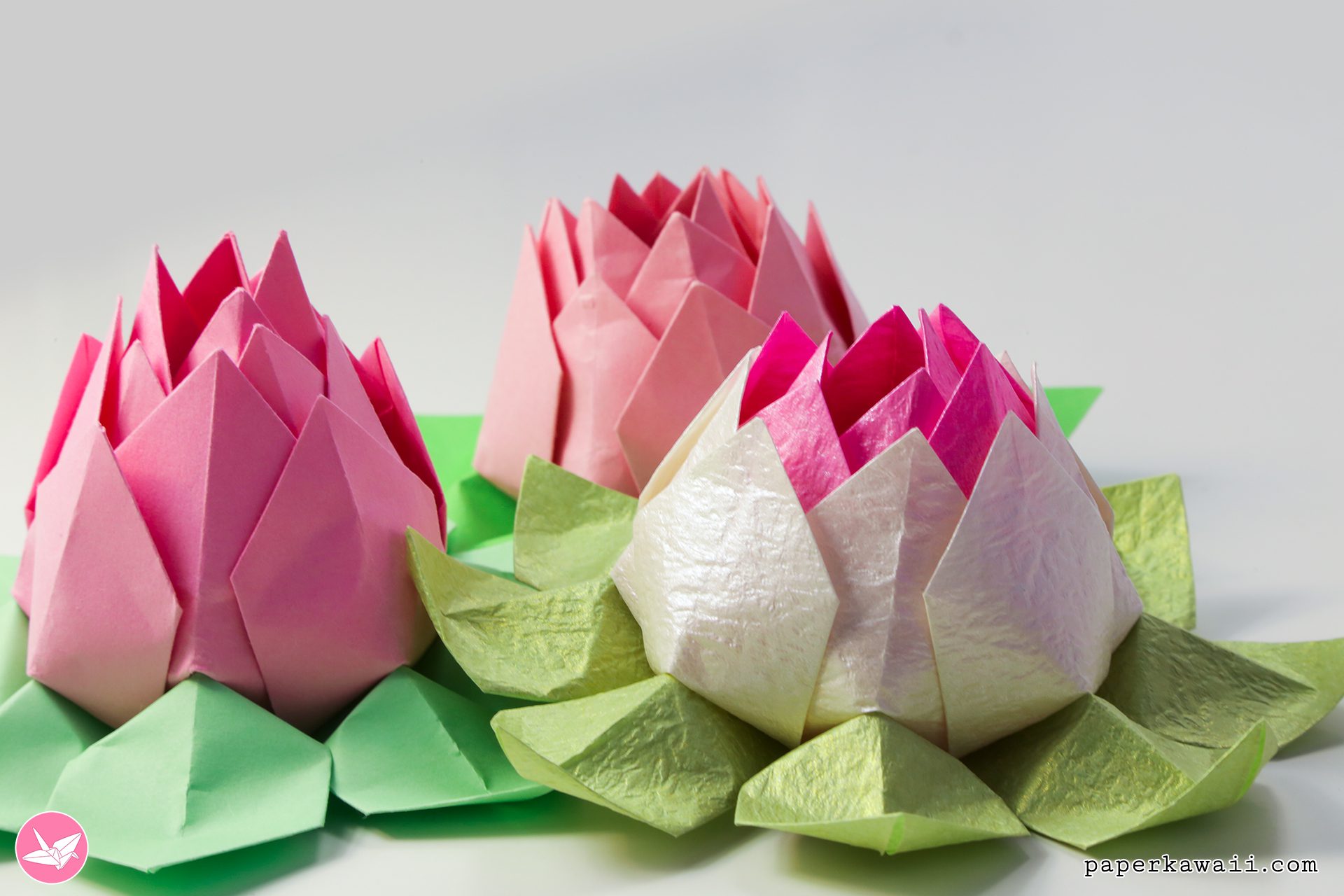 Modular Origami Lotus Tutorial Paper Kawaii 05