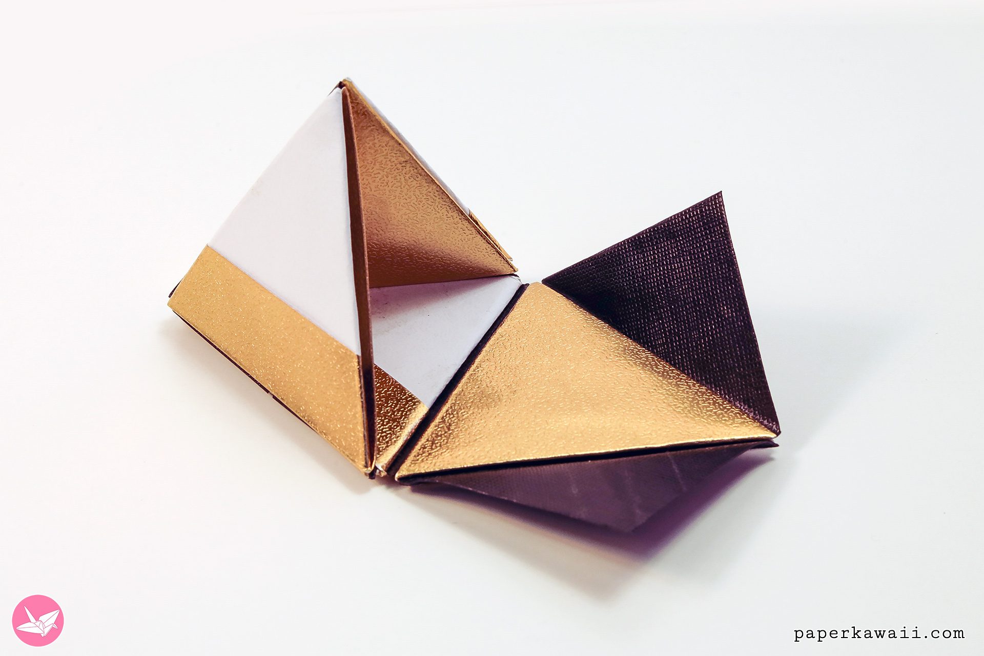 Modular Origami Pyramid Box Tutorial Paper Kawaii 01