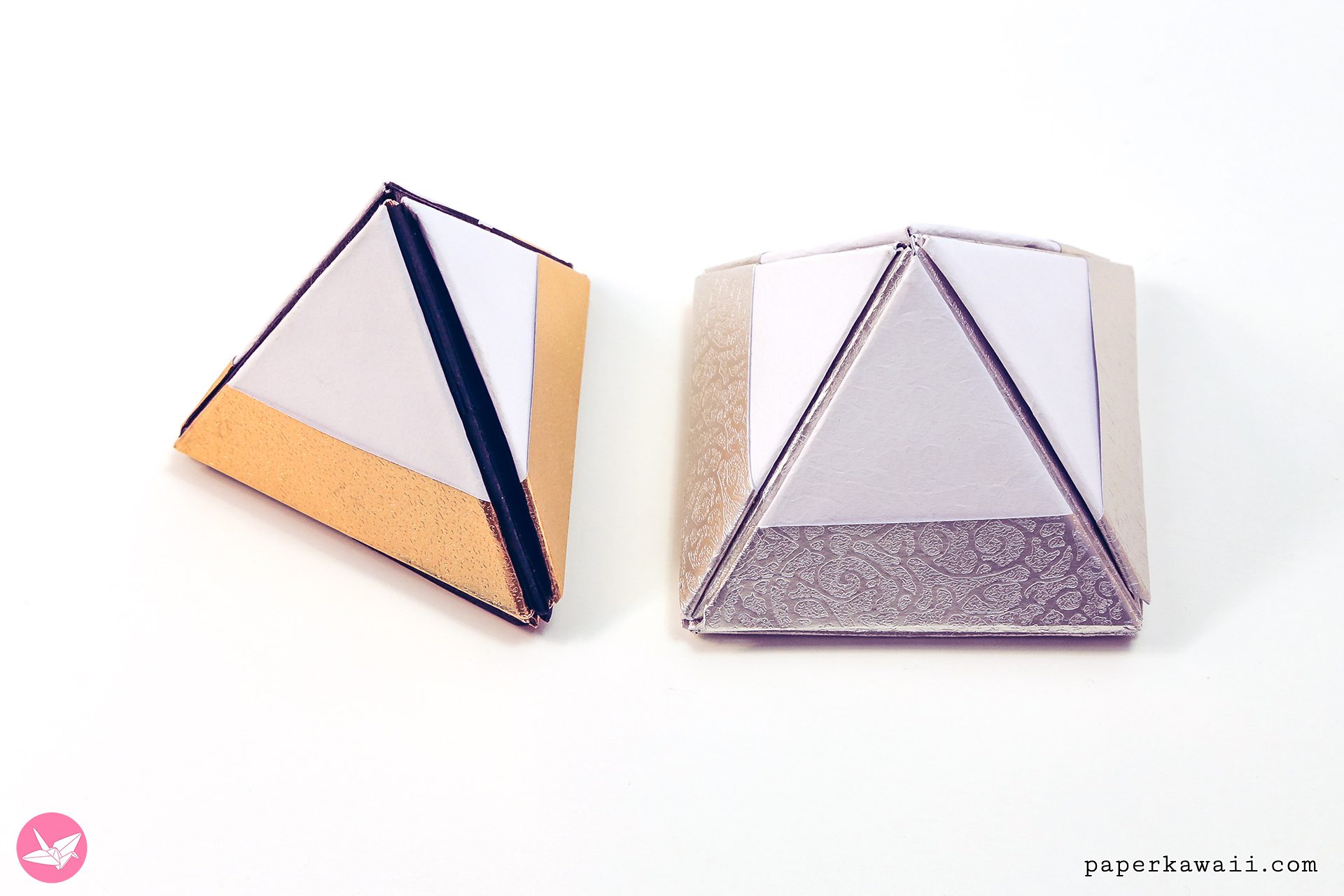 Modular Origami Pyramid Box Tutorial Paper Kawaii 02