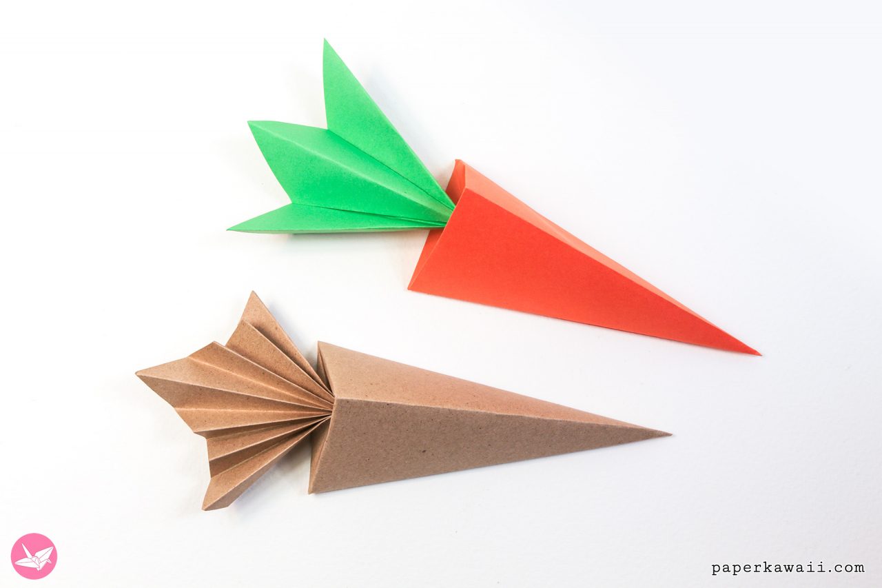 Origami Carrot Box Tutorial Paper Kawaii 03