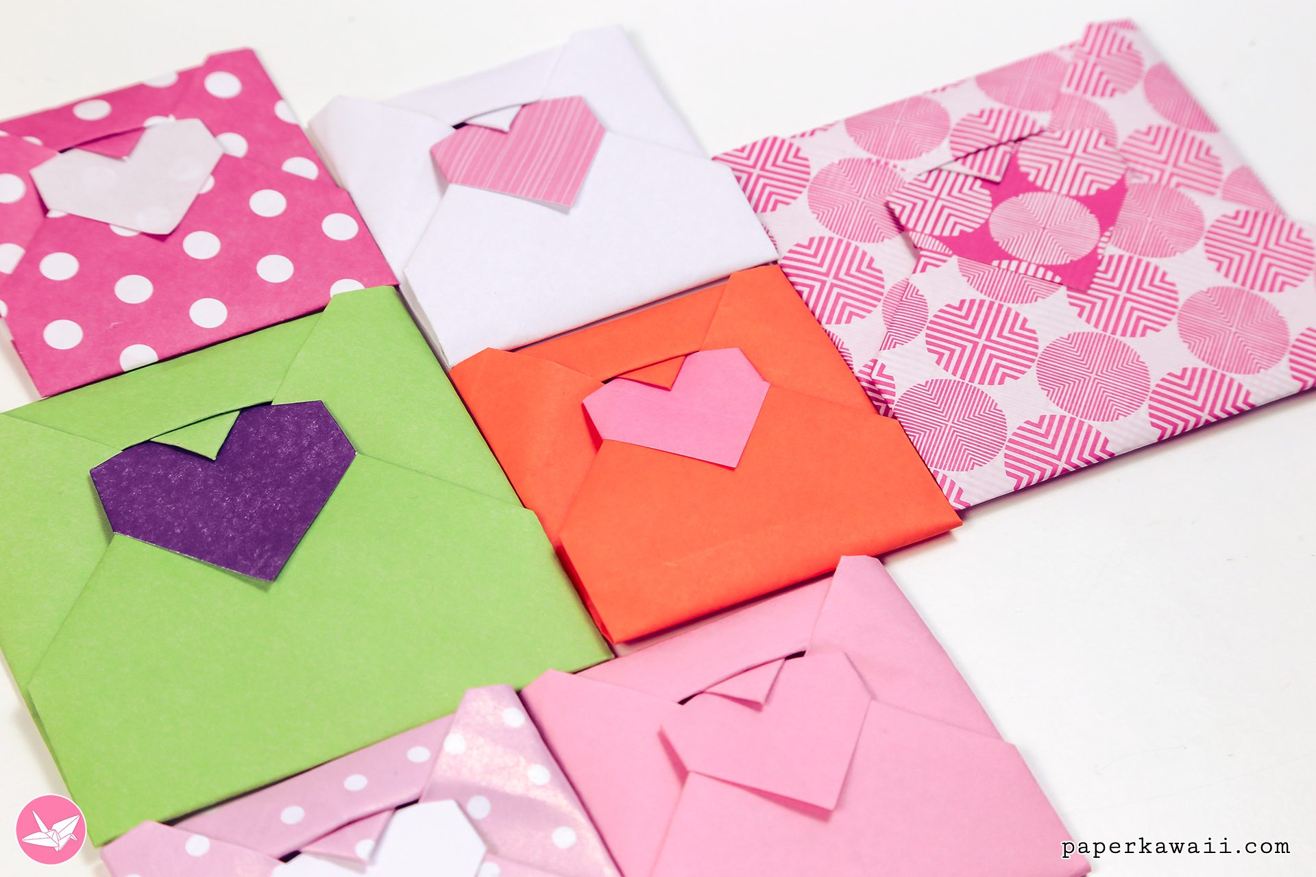 Origami Heart Envelope Tutorial Paper Kawaii 01