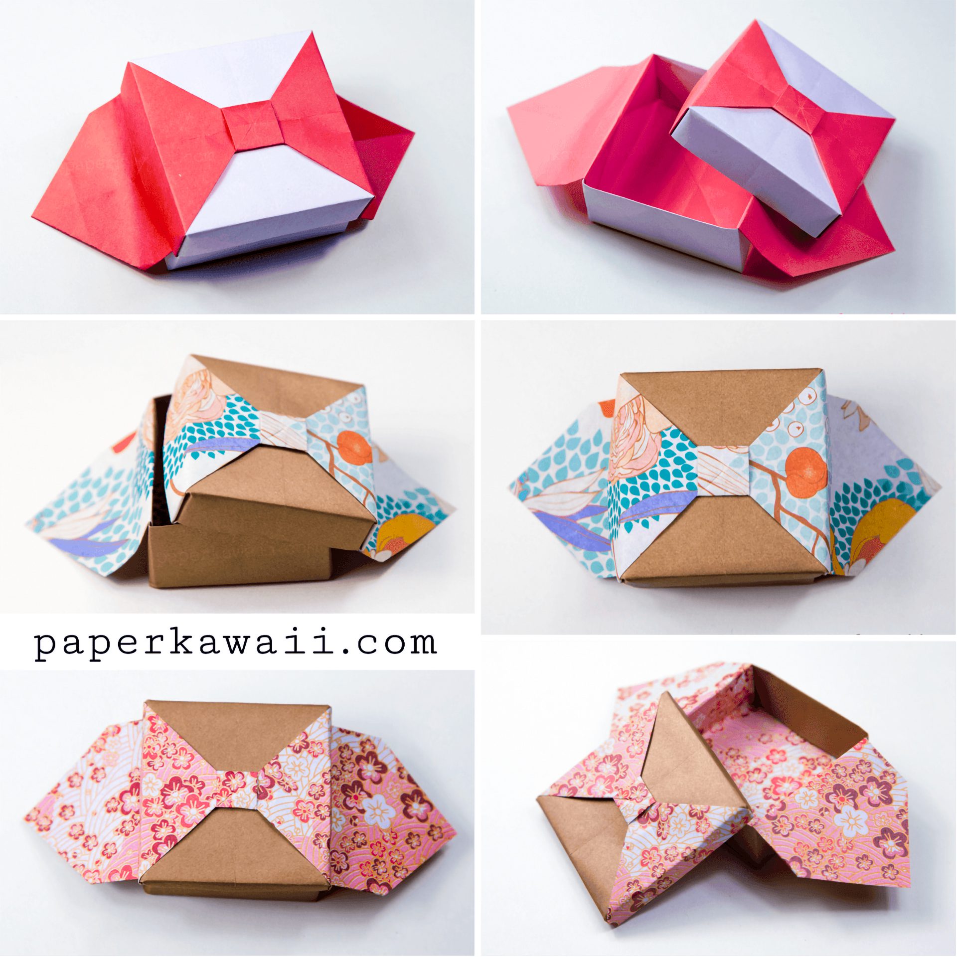 Origami Bow Box Tutorial Paper Kawaii 01