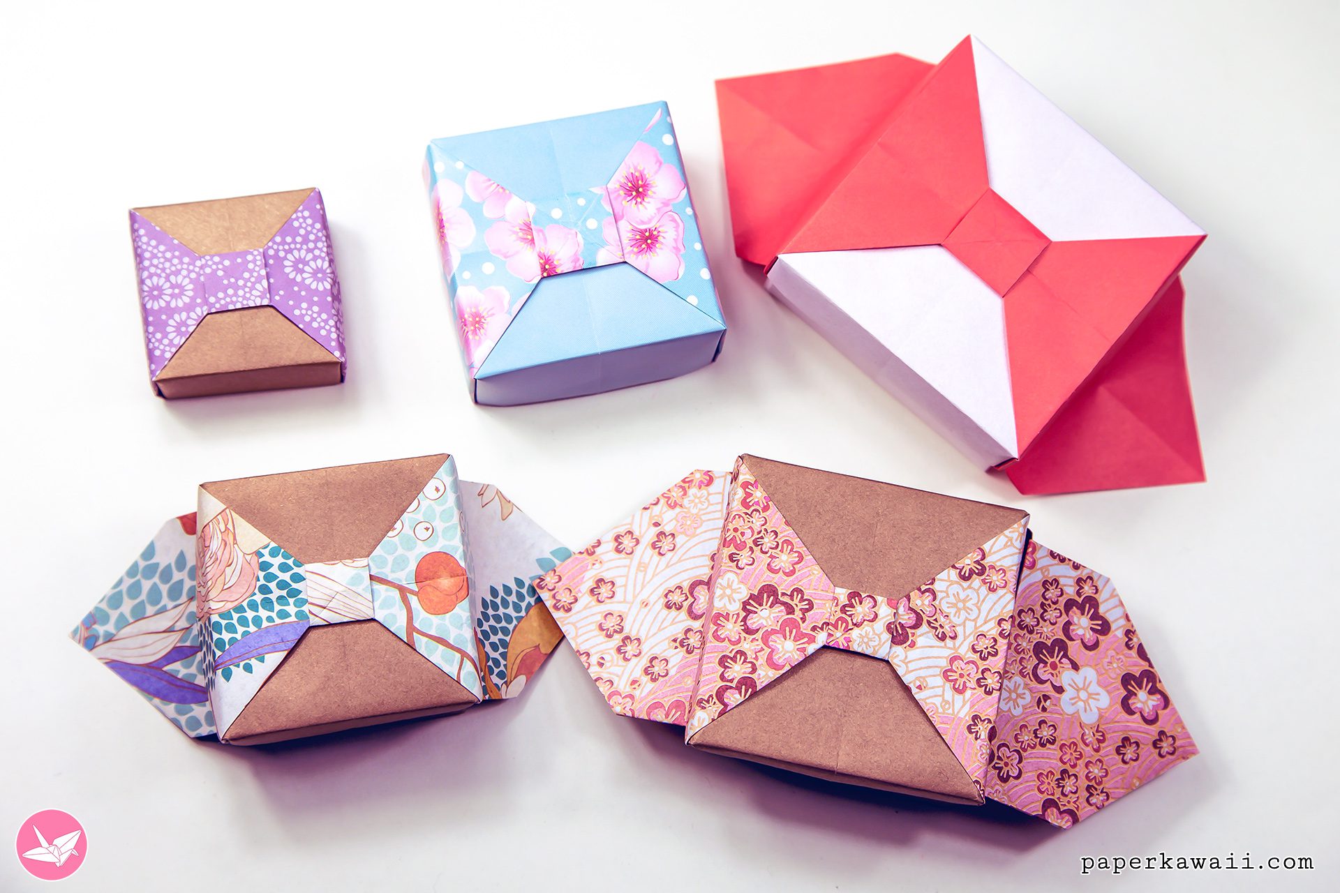 Origami Bow Box Tutorial Paper Kawaii 05
