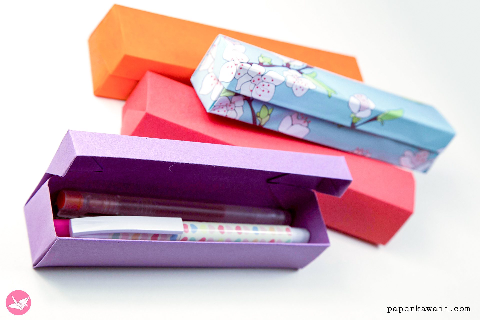 Origami Pencil Box Tutorial Paper Kawaii 01