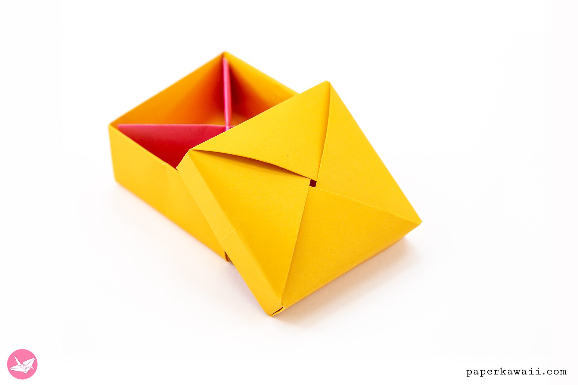 Origami Wrapped Box Lid Tutorial Paper Kawaii 04